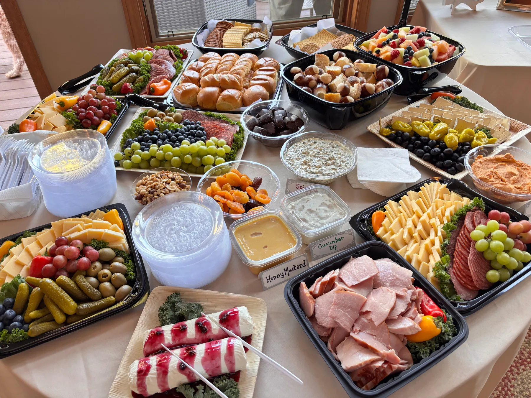 A generous buffet of fresh salads and seasonal sides